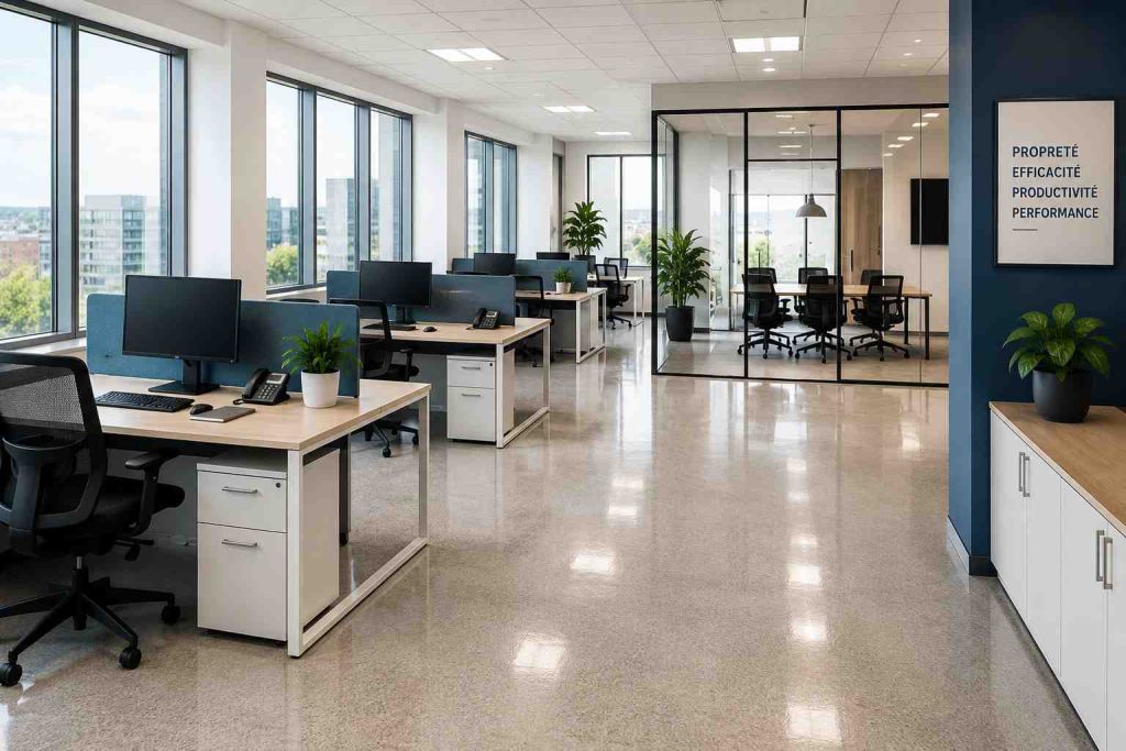 Entretien ménager professionnel de bureaux commerciaux à Québec favorisant la productivité des employés